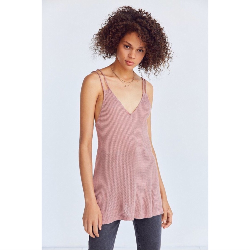UO Silence + Noise Waffle Knit Strappy Back Top